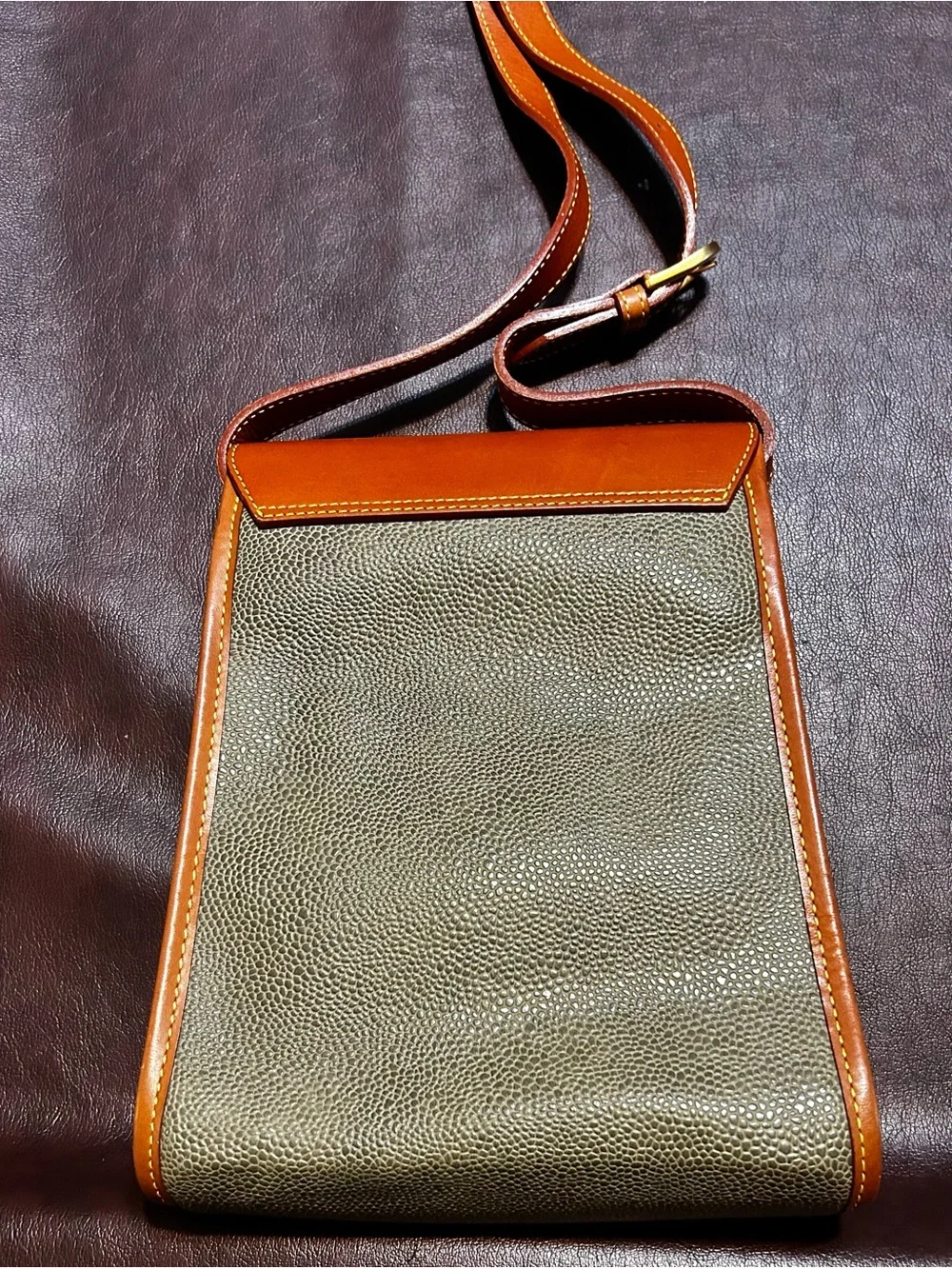 Elle Olive Green and Tan Leather Messenger Crossbody (see description)